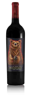 Front view of Bearitage wine bottle