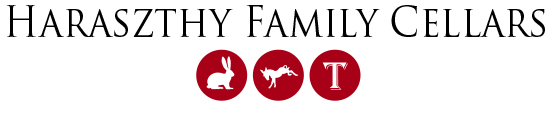 Haraszthy Family Cellars logo with the hare, ass, and tee symbols